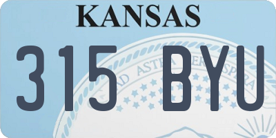 KS license plate 315BYU