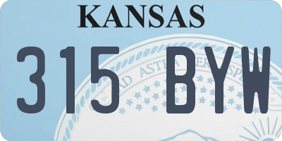 KS license plate 315BYW