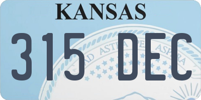 KS license plate 315DEC
