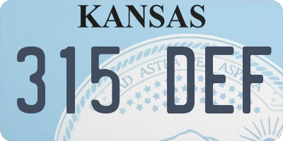 KS license plate 315DEF