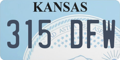 KS license plate 315DFW