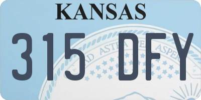 KS license plate 315DFY
