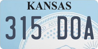 KS license plate 315DOA