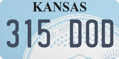 KS license plate 315DOD