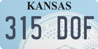KS license plate 315DOF