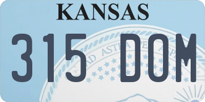 KS license plate 315DOM