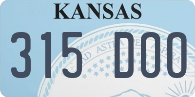 KS license plate 315DOO