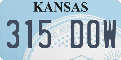 KS license plate 315DOW