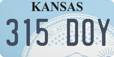 KS license plate 315DOY