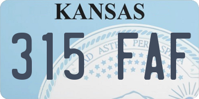 KS license plate 315FAF