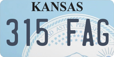 KS license plate 315FAG