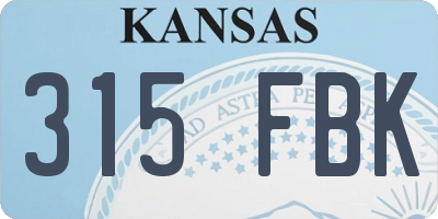 KS license plate 315FBK