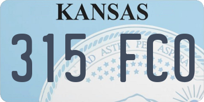 KS license plate 315FCO