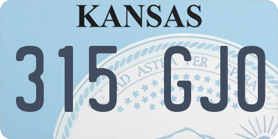 KS license plate 315GJO