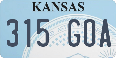 KS license plate 315GOA