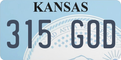KS license plate 315GOD