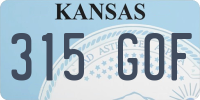 KS license plate 315GOF