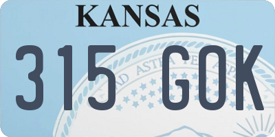 KS license plate 315GOK