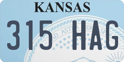 KS license plate 315HAG