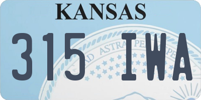 KS license plate 315IWA
