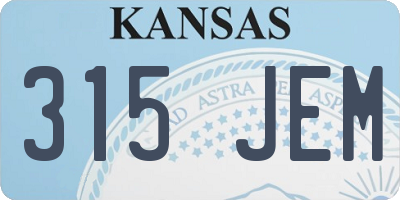 KS license plate 315JEM
