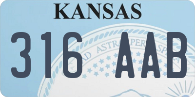 KS license plate 316AAB