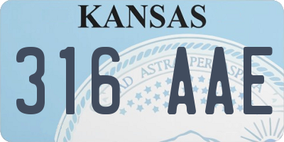 KS license plate 316AAE