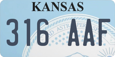 KS license plate 316AAF