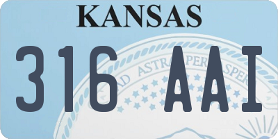 KS license plate 316AAI