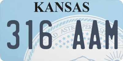 KS license plate 316AAM
