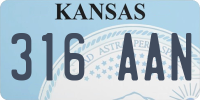 KS license plate 316AAN