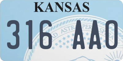 KS license plate 316AAO