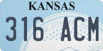 KS license plate 316ACM