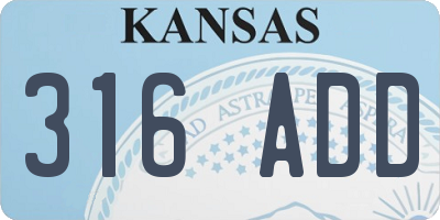 KS license plate 316ADD