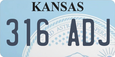 KS license plate 316ADJ