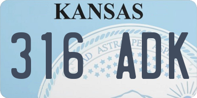 KS license plate 316ADK
