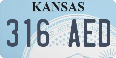KS license plate 316AED