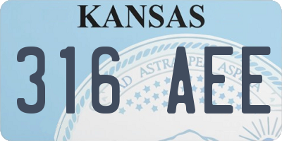 KS license plate 316AEE