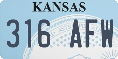 KS license plate 316AFW