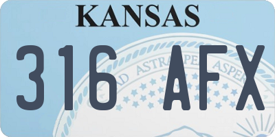 KS license plate 316AFX