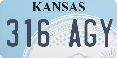 KS license plate 316AGY