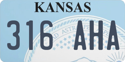 KS license plate 316AHA