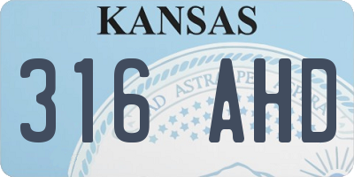 KS license plate 316AHD