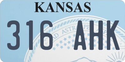 KS license plate 316AHK