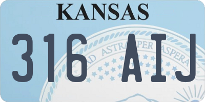 KS license plate 316AIJ