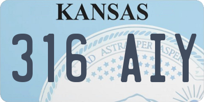 KS license plate 316AIY