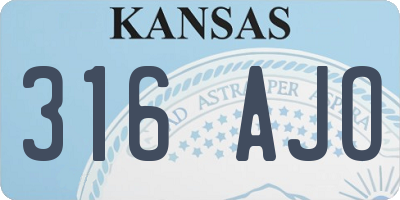 KS license plate 316AJO