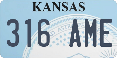KS license plate 316AME