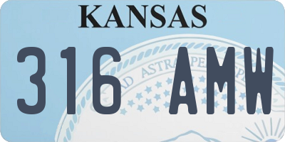 KS license plate 316AMW