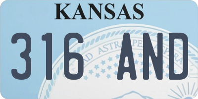 KS license plate 316AND